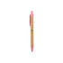 A cork pen with a pink tip and clip, featuring a small logo on the barrel. A cork pen with a pink tip and clip, featuring a small logo on the barrel.