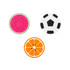 Three custom-shaped PVC wireless chargers featuring a pink watermelon, a black and white soccer ball, and an orange slice design.