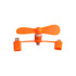 An orange 3 in 1 smart phone fan with connectors for multiple device types. It has a compact, lightweight design.