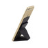 A black PU phone stand card holder on a gold smartphone, displaying a sleek design suitable for phone wallets.
