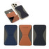A collection of PU MagSafe phone stand card holders in brown, navy, and black, featured with a phone.