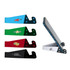 A V-shaped iPhone and iPad stand in assorted colours: blue, green, red, black, and white. Features a brand logo.