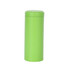 A green metal cylinder tin canister with a removable lid, suitable for storage. Features a logo on the side. A green metal cylinder tin canister with a removable lid, suitable for storage. Features a logo on the side.