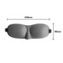 A grey cushioned eye mask with a central nose bridge, measuring 230mm by 90mm, featuring an adjustable strap.