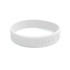 A white debossed wristband featuring a logo and embossed text on its surface. A white debossed wristband featuring a logo and embossed text on its surface.