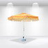 A 3x3m round market umbrella with orange and cream fabric, featuring valances and a sturdy base. Includes branding.