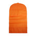 An orange non-woven car seat cover with multiple folds and a rounded top. It has a simple design and includes a logo.