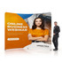 A C-shaped tension fabric display wall featuring vibrant orange and white colours, with a person and a woman in an orange shirt. A C-shaped tension fabric display wall featuring vibrant orange and white colours, with a person and a woman in an orange shirt.