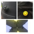 Close-up views of a black inflatable marquee featuring yellow and black valves for inflation and deflation.
