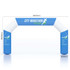A large inflatable arch in blue and white with a logo, designed for marathon events, measuring 6000mm wide and 3000mm high.
