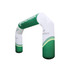 A large inflatable arch in green and white, featuring branding and a curved design suitable for exhibitions and events.