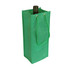 A drink bottle in a green non-woven single bottle bag with a rope handle and eyelets.