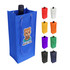 A drink bottle bag in blue, featuring a rope handle and a logo, with other coloured bags displayed behind it.