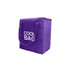 A purple non-woven cooler bag with two handles and a branding logo on the side.