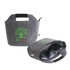 A grey felt cooler bag featuring a tree logo, with a spacious interior and sturdy handle.