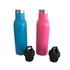 A drink bottle set featuring a blue and a pink 600ml double wall vacuum bottle with black lids.