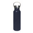 A drink bottle in navy blue, featuring a stainless steel lid and a handle. It has a sleek, double-wall vacuum design.