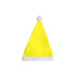 A bright yellow Santa hat with a white trim and a fluffy pom-pom at the top.
