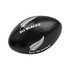 A black stress Australian football featuring a fern logo. The product is soft and rounded, designed for squeezing.