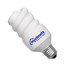 A white, light bulb-shaped stress reliever with a logo, featuring a screw base design.