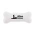 A white bone-shaped stress reliever with a logo printed on it. Ideal for fun and games or stress relief.
