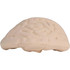 A stress reliever shaped like a brain in light beige, featuring a textured surface and a rounded design.
