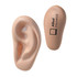 An ear-shaped stress reliever in a skin tone, featuring a logo. Perfect for stress relief and fun keyring accessory.