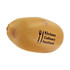 A yellow potato-shaped stress reliever featuring a logo.