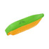 A corn-shaped stress reliever in vibrant yellow and green, featuring a logo on one side.