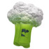 A green and white cauliflower-shaped stress reliever with a logo on the front.