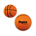An orange 100mm basketball-shaped stress reliever with a textured surface and a logo.