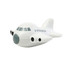 A white aircraft-shaped stress reliever with grey details, designed as a fun stress transport item.