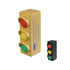 A traffic light-shaped stress reliever in yellow, featuring red, yellow, and green bulb designs. Includes a smaller black traffic light.