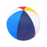 A colourful beach ball-shaped stress reliever featuring blue, red, yellow, and white sections, with a smooth surface.
