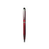 A red aluminum ball pen with a shiny silver clip and a black stylus tip, featuring subtle textured banding.