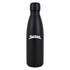A drink bottle with a sleek black design and a white logo. The bottle has a 600ml capacity.