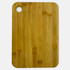 A large bamboo cutting board with a round hole in one corner, featuring a natural light brown finish.