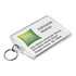A clear hotel keychain featuring a logo and details for Ibis Styles Adelaide Manor, attached to a metal ring.