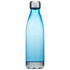 A drink bottle made of plastic with a sleek design, featuring a light blue colour and a silver cap.