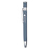 A metal pen in blue with a silver clip and a branding logo. The pen features a smooth finish and a stylus tip.