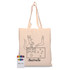 A cream calico bag featuring an Australian flag design with a kangaroo and a crayon set in various colours.