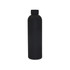 A black drink bottle with a sleek matte finish and a cap. It has a logo but specific details are not visible.