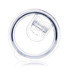 A clear drink bottle lid with a smooth, reflective finish, featuring a convenient opening mechanism.