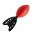 A red football-shaped rocket with black fins, designed for fun and stress relief.