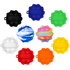 A collection of "Popper Balls" in various colours: black, blue, green, white, pink, orange, red, and yellow, featuring a logo.