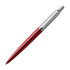 A metal ballpoint pen in Kensington red with a silver clip and branding on the clip.