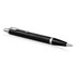 A metal ballpoint pen in lacquer black with chrome accents and a clip. It features a sleek, modern design.
