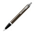 A dark espresso ballpoint pen with a metallic finish and silver accents. Includes a branding logo.