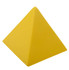 A yellow stress shape pyramid with a smooth surface and a pointed top. It has a simple design and no visible logos.