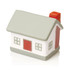 A stress shape in the form of a house, featuring grey and white colours with red details, including a chimney.